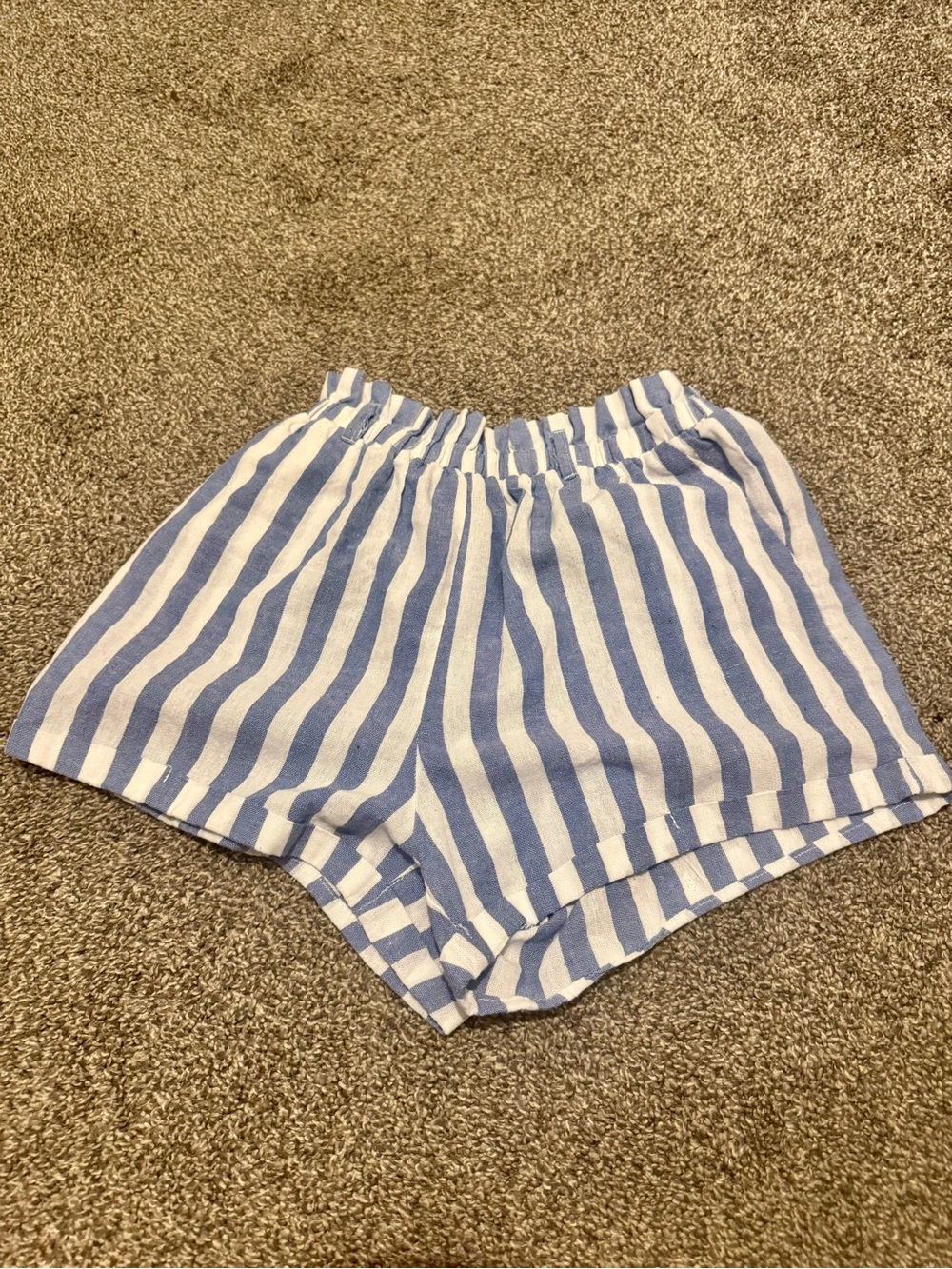 SHEIN Blue and White Striped Elastic Waist Athletic Shorts